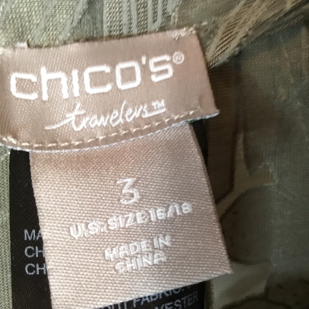 Chico’s Travelers Green Open Front No-Wrinkle Kimono - L - Picture 6 of 9